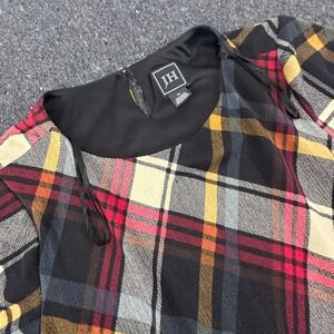 JH Plaid Dress Womens 2X Black Multicolor Bell Sleeve Shift JC9W5992 Lined Fall
